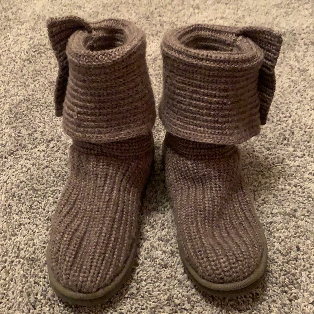 UGG Cardy Grey Crochet Knit Boots